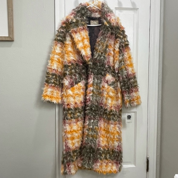 Free People Jackets & Blazers - Free People Vibrant Fuzzy Pea Coat